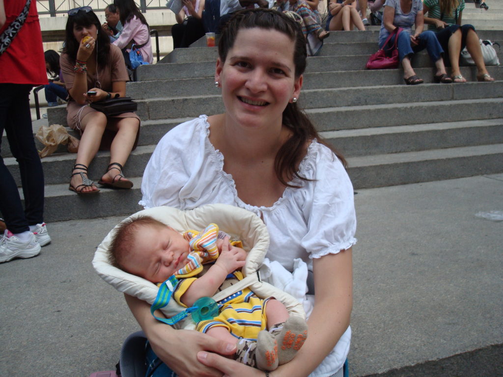 Simon's first trip to the Met - 3 weeks old.